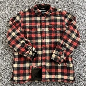 L.L. Bean Sherpa Lined Flannel Shirt Mens Large Reg. Buffalo Check Plaid Pattern